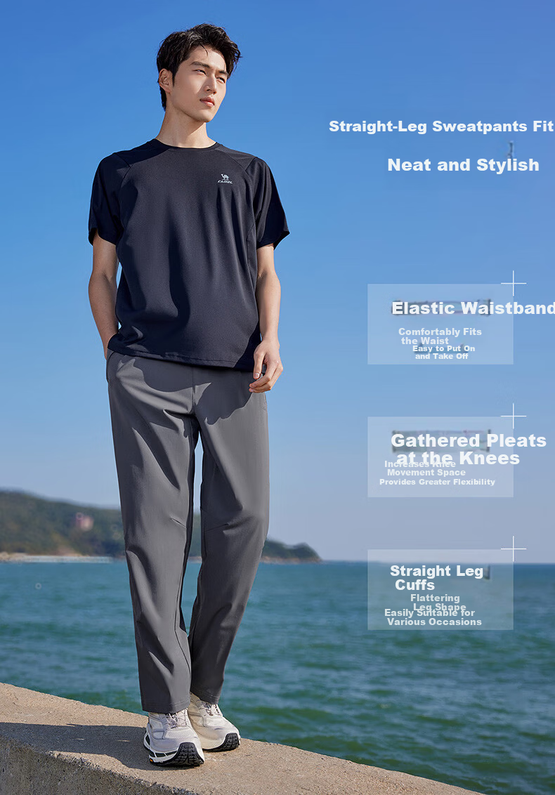 CAMEL Quick-Dry Men's Sports Pants Cool, Sun-Protective, Breathable Straight-Leg Casual Pants C16BA9L3039 Dark Gray XL 5