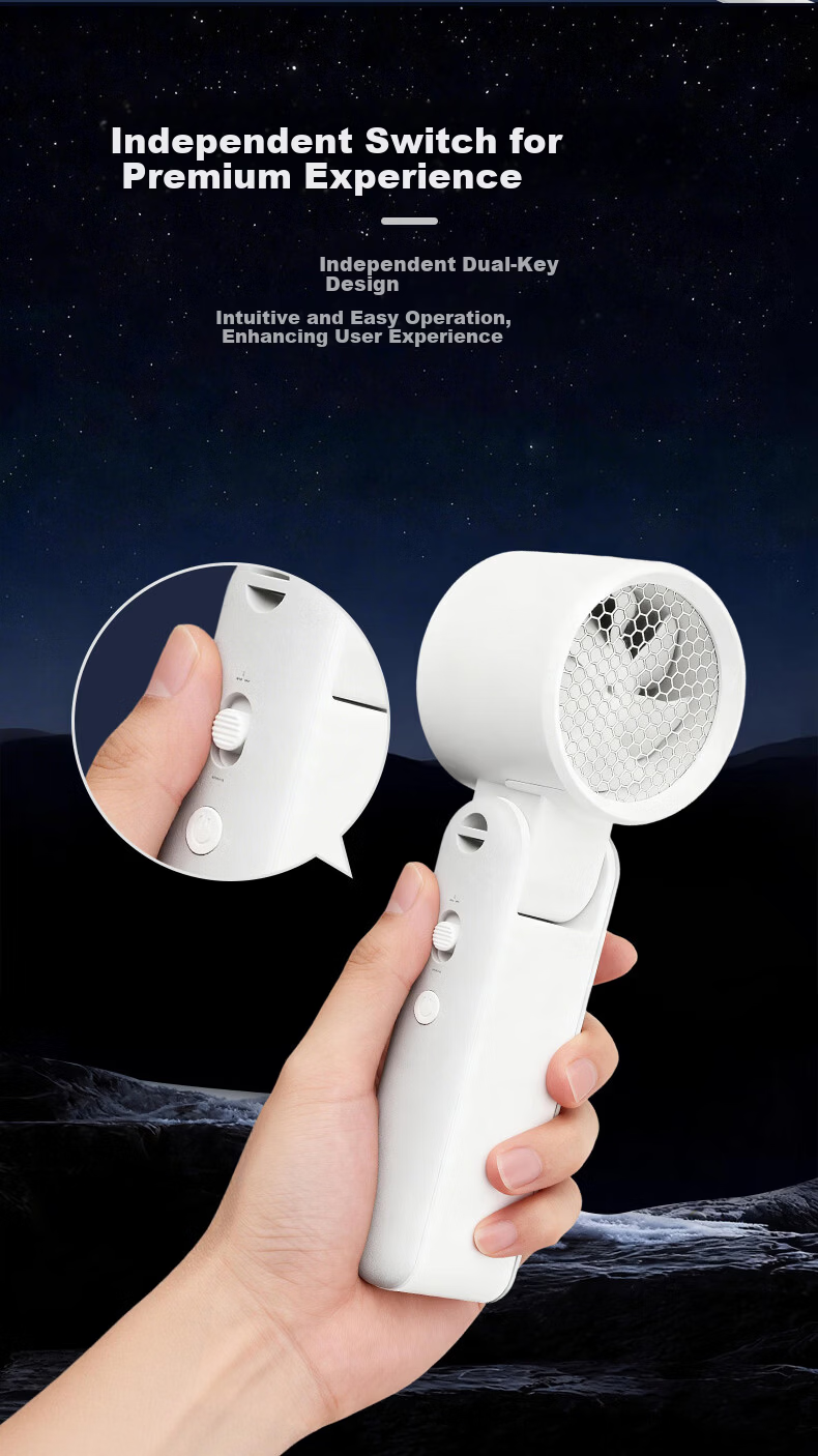 JD Original Small Folding Cooling Fan with Ice Pack, High-Speed Handheld Mini Fan for Dorm Desk Hanging Neck, Powerful Quiet Portable Compact USB Rechargeable 7