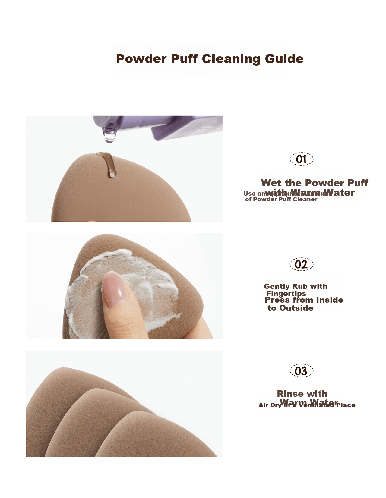 Everbab Aibella Raw Chocolate Croissant Cushion Puff XL Size 4 Pieces Makeup Sponge Dual Use Wet and Dry 12