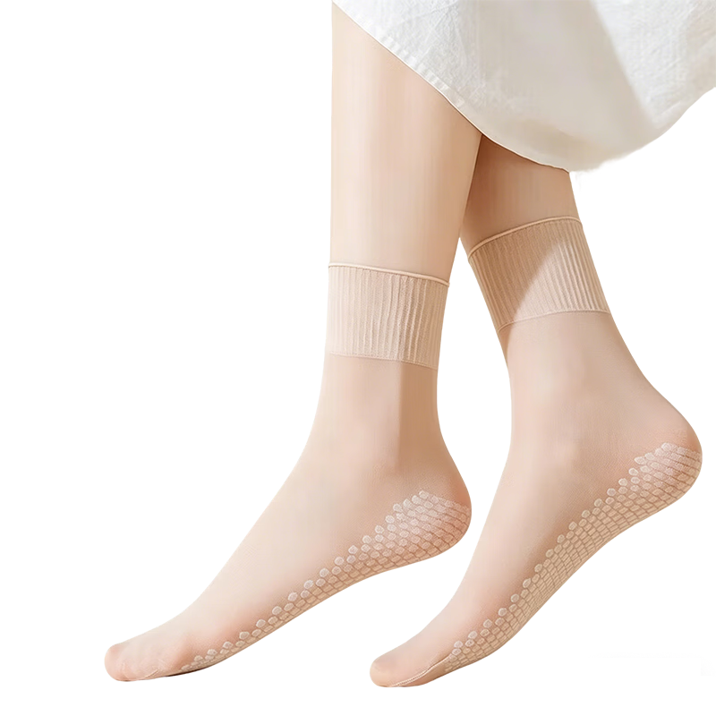LOHAS Travel Disposable Women's Socks Summer Thin Anti-Snag Durable Cotton Bottom Mid-Calf Non-Slip Loose Top