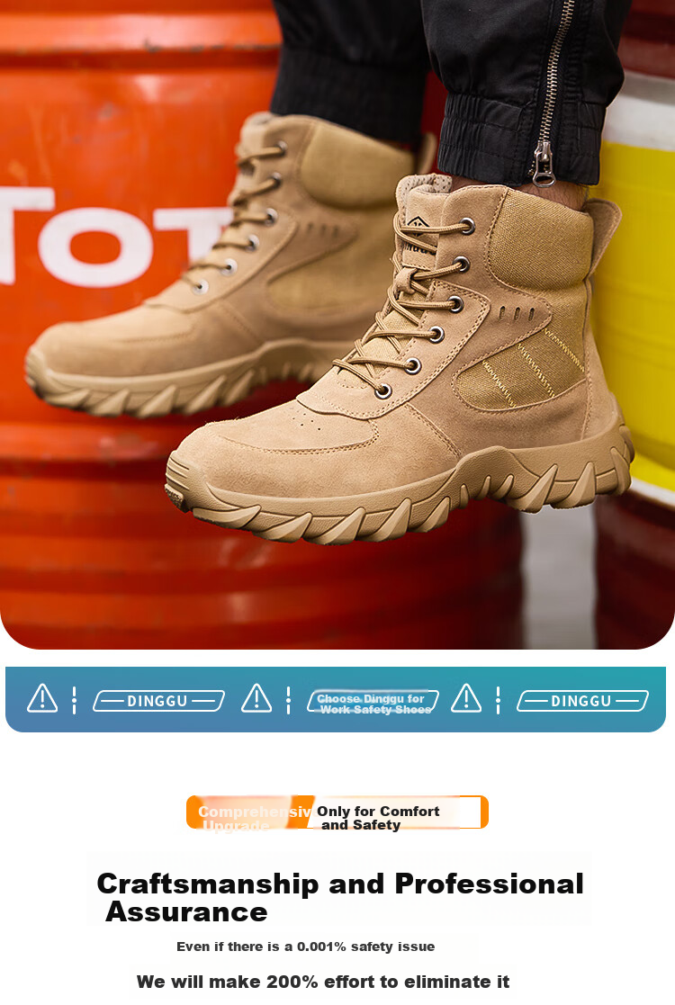 Dinggu Safety Shoes for Men, Steel Toe Anti-Smashing Puncture-Resistant High-Top Work Boots, Lightweight Autumn And Winter Fleece-Lined JD1286ZGM40 2