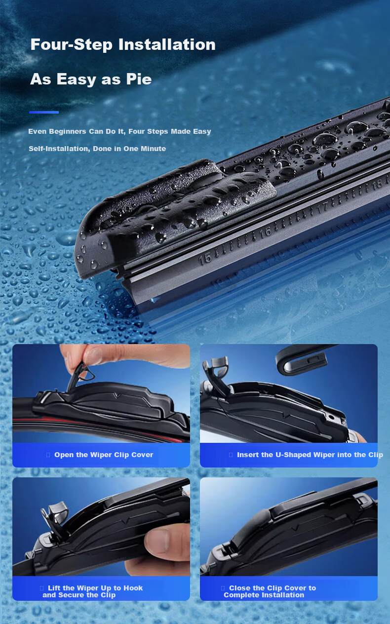 Qilin Guang Windshield Wiper Blade Compatible with 2016-2021 Nissan Bluebird / 2017-2023 Kicks Frameless Wiper Blade 26/14U 5
