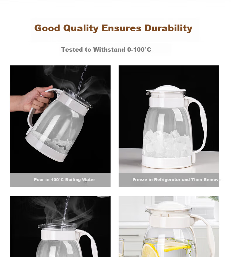 TIANXI Large Capacity Glass Cold Water Pitcher Heat-Resistant Glass Water Jug Household Glass Teapot 2000ml Student Gift 8