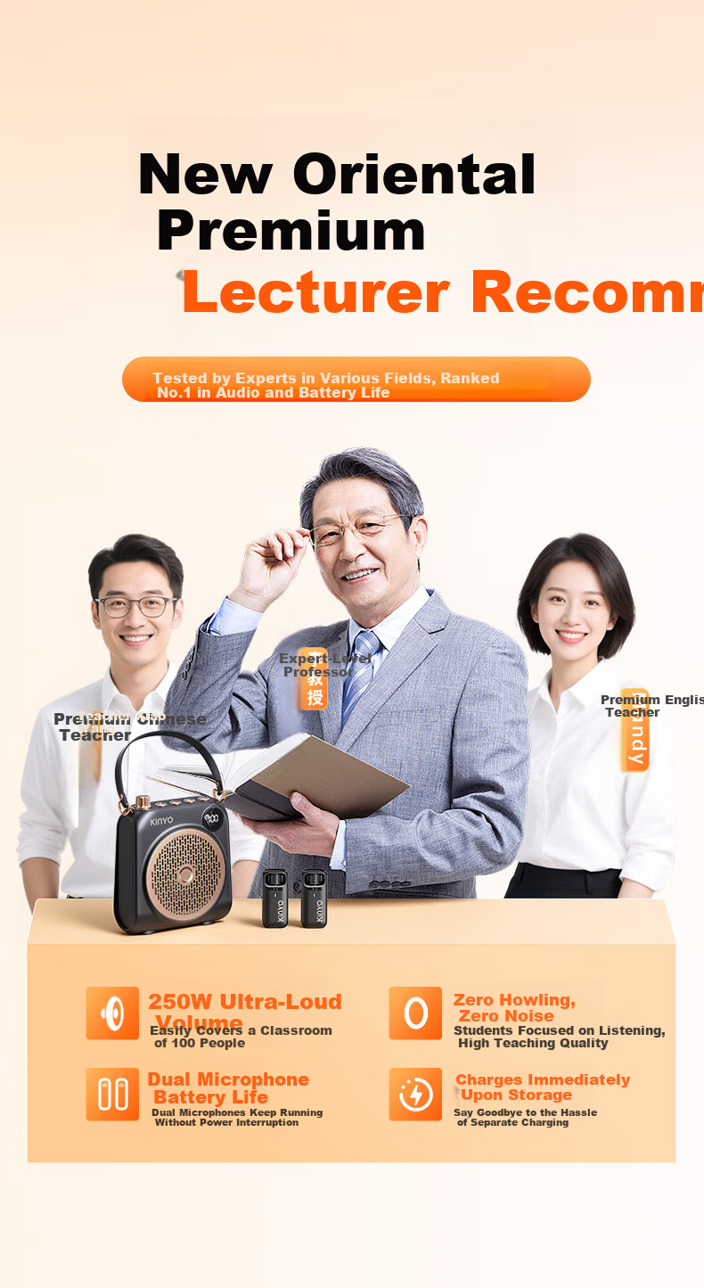 KINYO Loud Mini Speaker Wireless Clip-on Microphone Teacher Amplifier M15 5