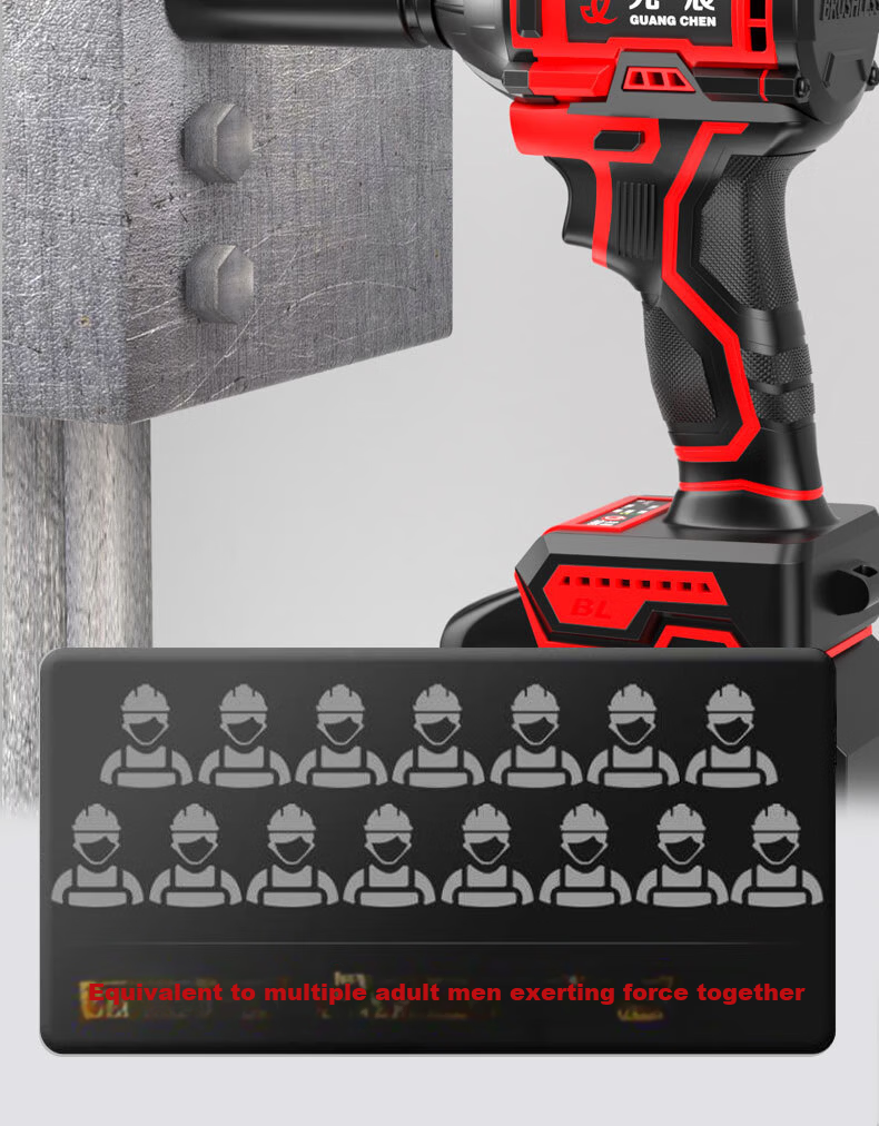 Guangchen Electric Wrench High Torque Impact Lithium Battery Wrench Air Impact Wrench Scaffold Foot Automotive Repair Socket Set Power Tools 17