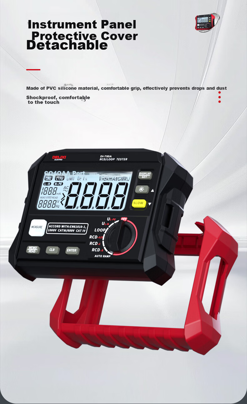 DELIXI ELECTRIC Leakage Protection Switch Tester with Voltage and Loop Resistor, Leakage Current Measurement 10-500mA 16