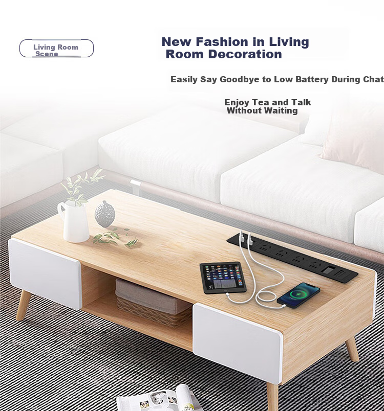 TOWE Embedded Desktop Power Strip Overload Protection Socket Furniture Island Desk Office Aluminum Alloy Extension Cord 2 Outlets 10A Master Control 2m Cable APZ-1012Q 9