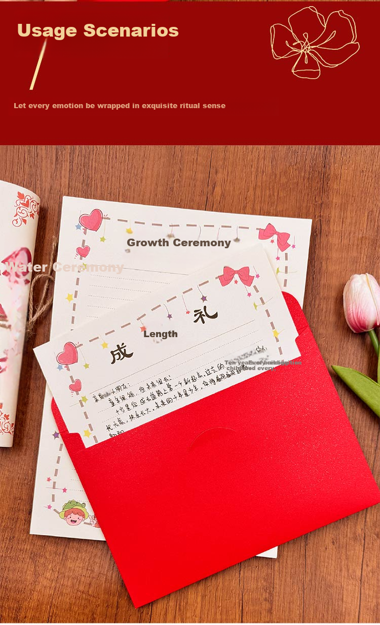 Kingdee 10th Birthday Growth Ceremony Letter Paper and Envelope Set Greeting Card Gift High-Quality Elegant Design for Elementary School Children BCBQ132 6