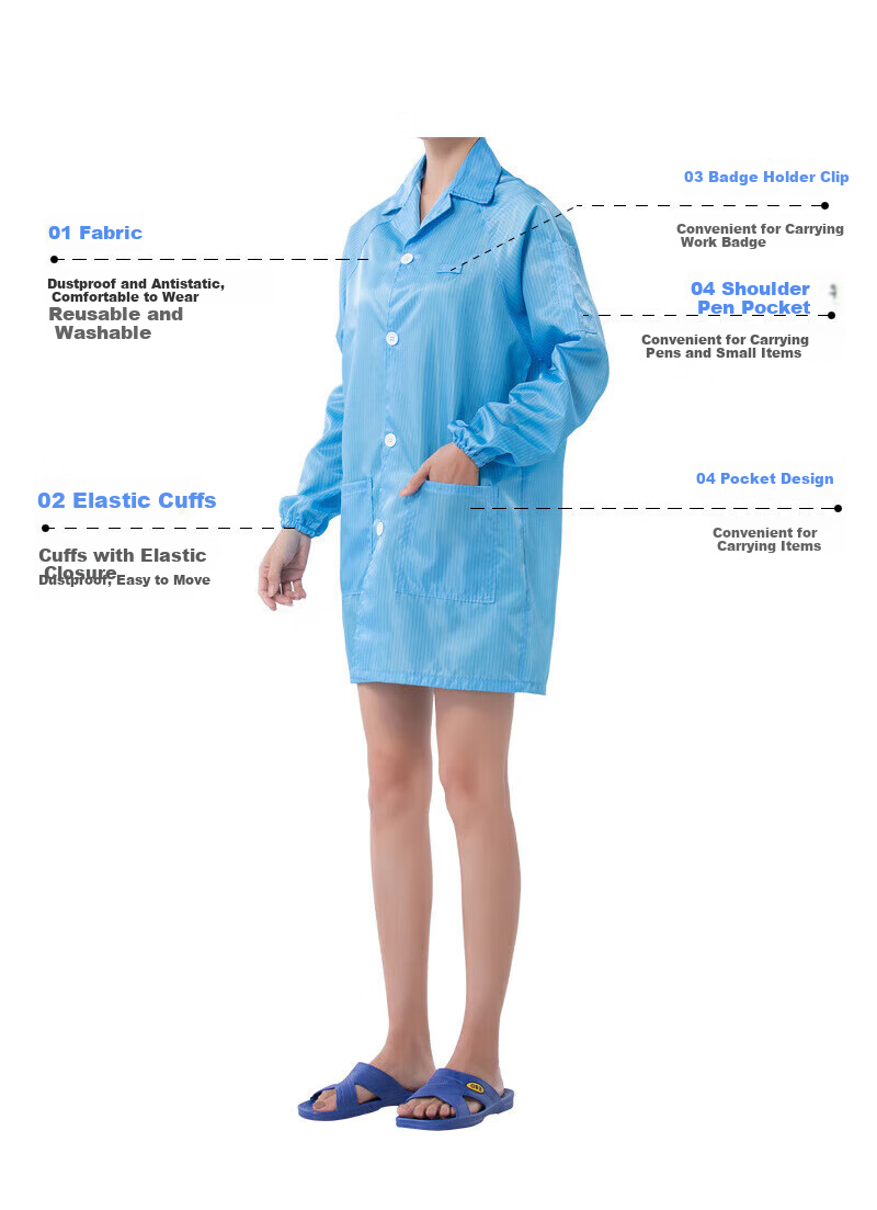 Yigongding Anti-Static Coverall Hooded Dust-Free Suit Workwear Protective Clothing Blue XL 5