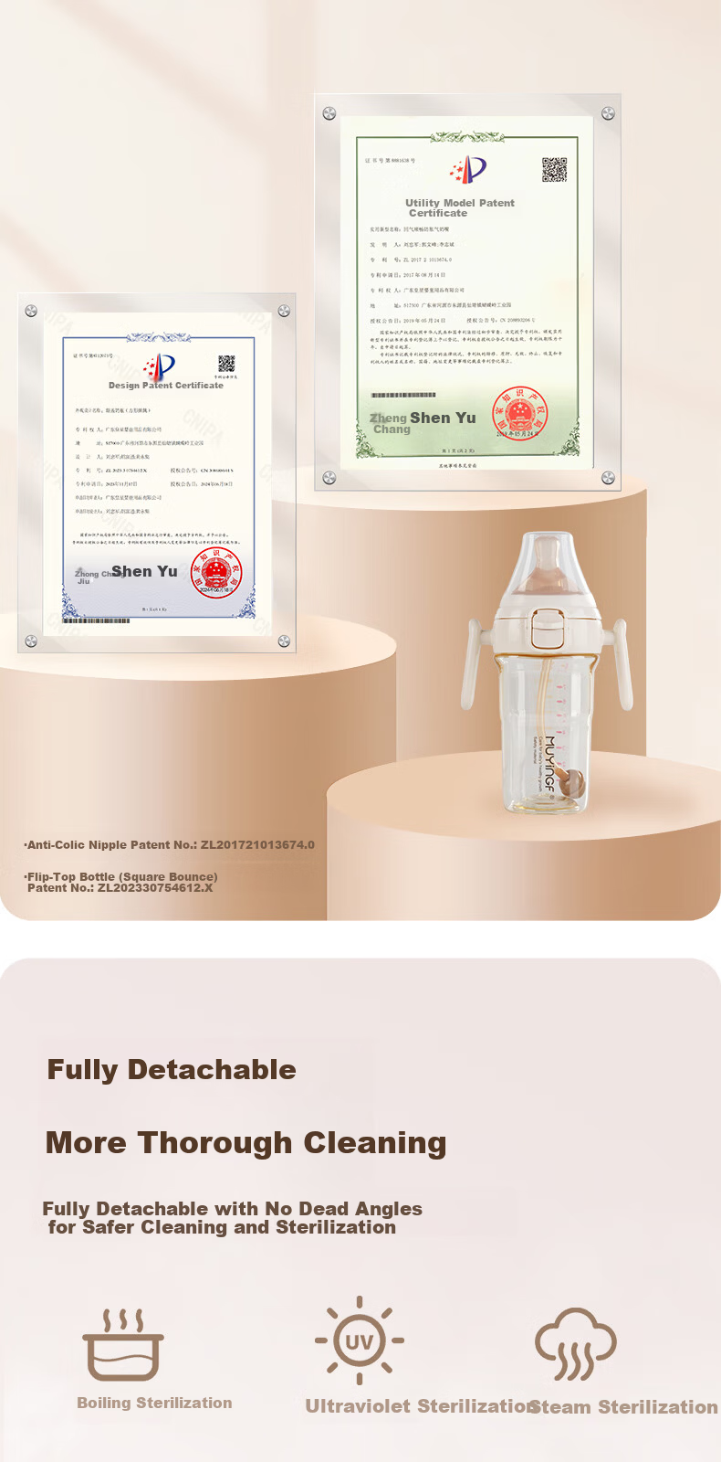 Baby Nursing Bottle 6-12 Months+ with Gravity Ball Anti-Colic PPSU Flip Lid Direct Drinking Training Cup 240ml 10