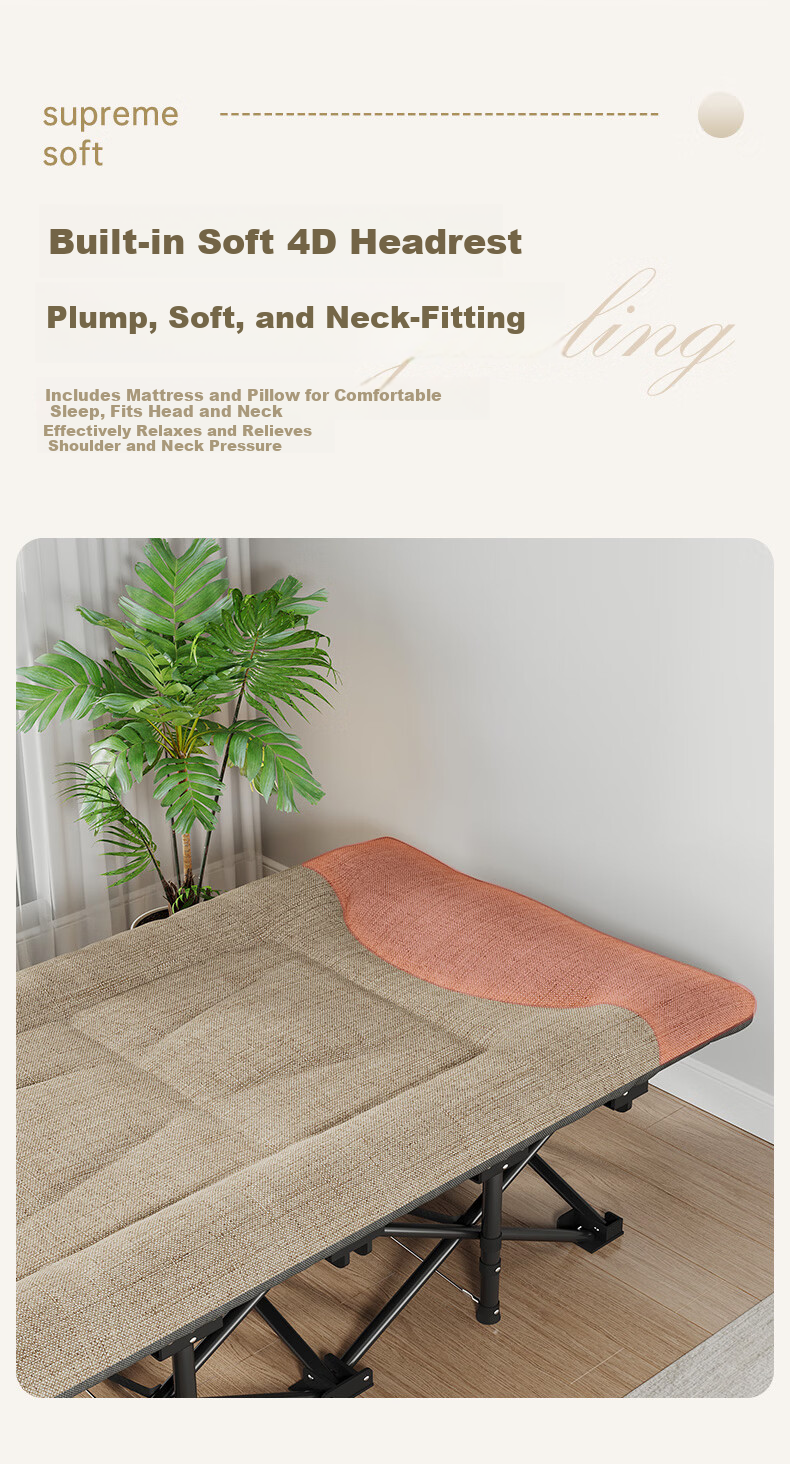 JEEP Folding Bed Recliner Office Nap Single Bed Military Cot Care Bed American Mattress Integrated 14 Legs 7