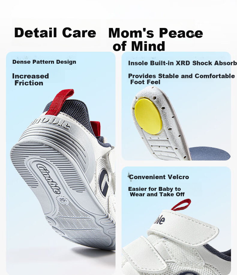 Ginoble Baby Pre-Walking Shoes Spring Autumn Soft Sole Floor Shoes Unisex Toddler Learning Shoes GB2491 White 3