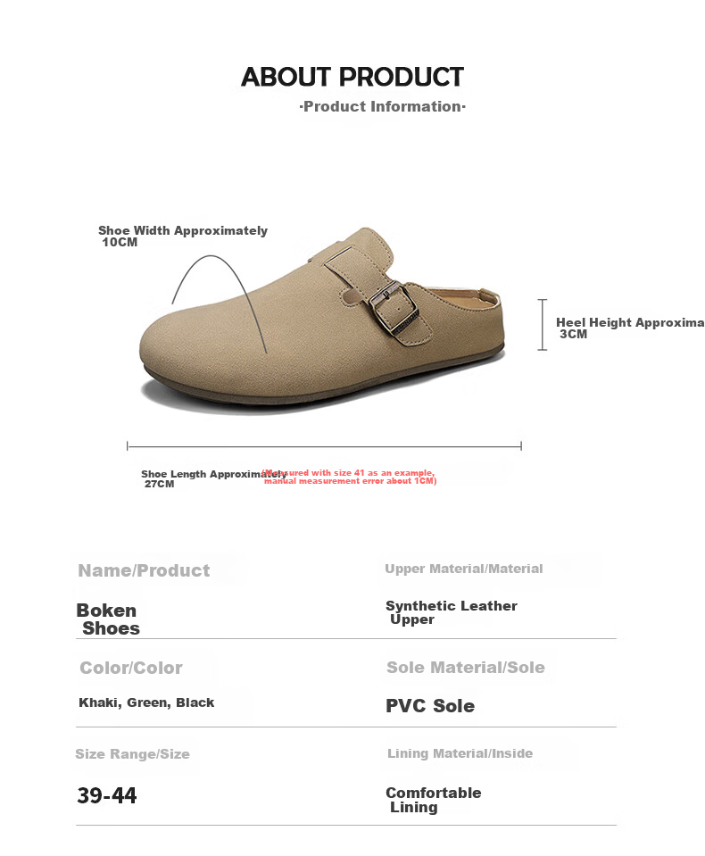 Warrior Men's New Birkenstock Style Slip-On Casual Half-Slip Toe Shoes Black 4