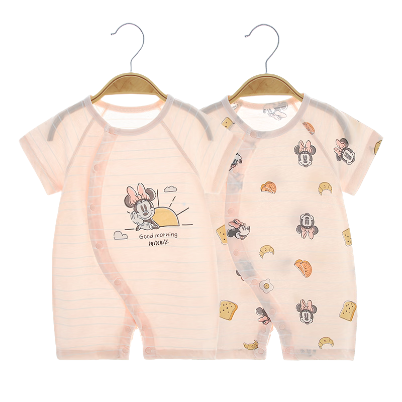 Disney 2-Piece Baby Summer Thin Newborn Romper Set A-Class Cotton Crawling Suit Full Moon Boys and Girls Sleepwear