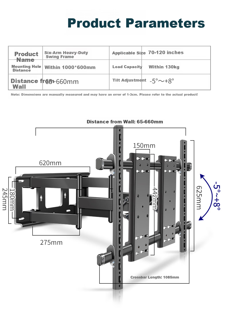 HILLPORT Conference Flat Panel TV Mount Telescopic Rotating Embedded TV Wall Bracket for JAV Hisense Huawei MAXHUB All-in-One Teaching Machine Commercial Display 65/75/90 Inch DY999S 3