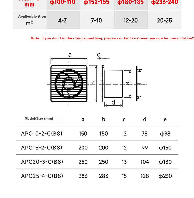 JINLING Powerful Exhaust Fan, Bathroom Kitchen Low-Noise Ventilation Fan, Window And Wall-Mounted APC25-4 3