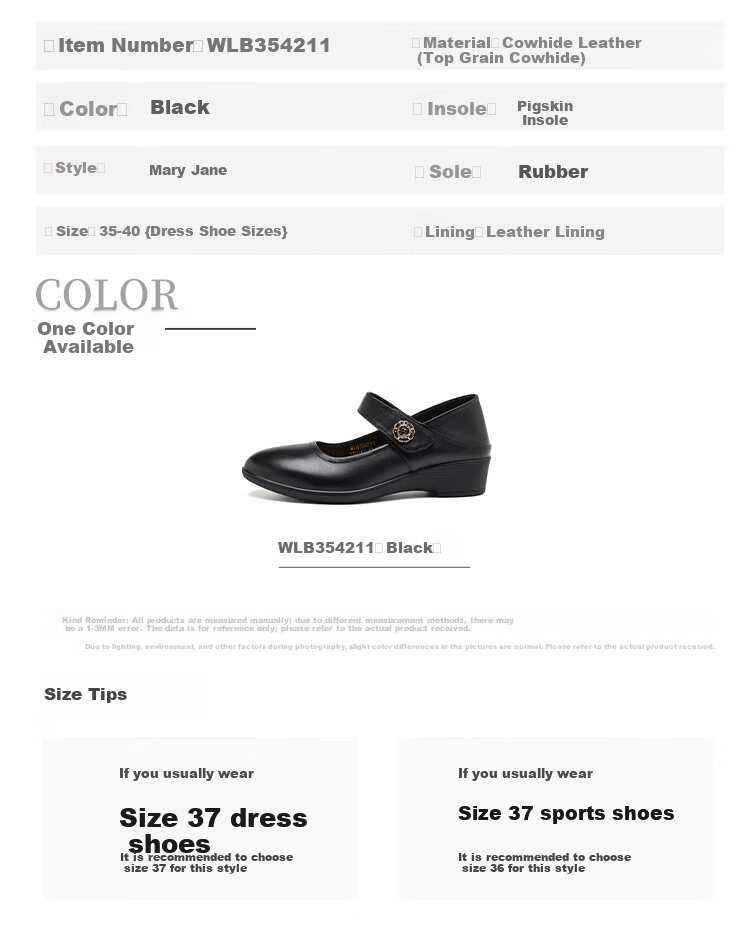 Red Dragonfly Women's Lightweight Low-Cut Leather Mary Jane Soft Sole Dual-Wear Flats WLB354211 Black Size 38 6