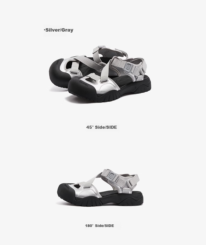 CAMEL Women's Outdoor Sandals Cute Cool Version Colorblock Thick Sole Sandals L25M076016 Silver/Grey Size 36 20