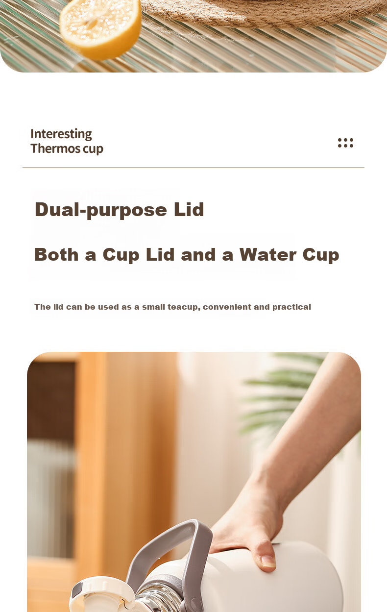 Cille 316 Stainless Steel Insulated Water Bottle 900ml Unisex Outdoor Fitness Thermos Flask 1