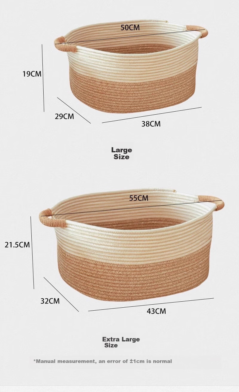 Yuanben Handmade Cotton Rope Woven Storage Basket for Bedside Cabinet, Multi-Purpose Organizer for Snacks, Toys, Clothes, Home Use 15