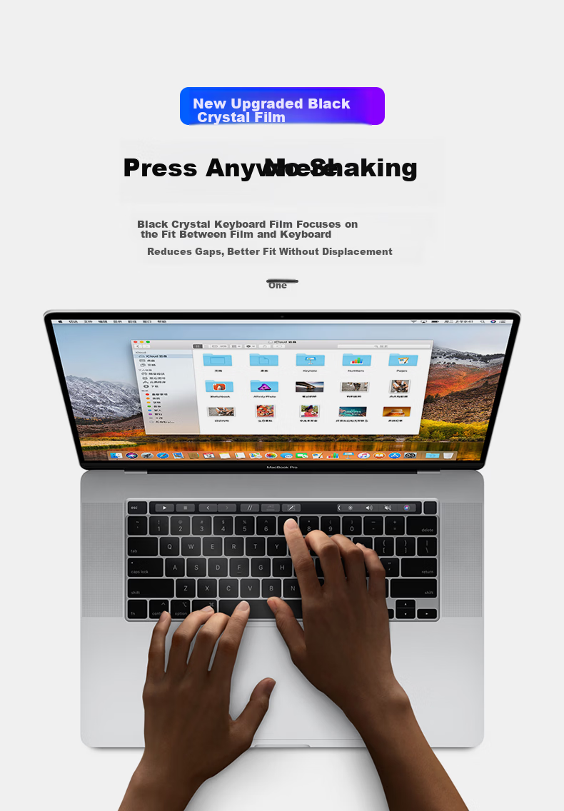 DiYi Workshop Ultra-Thin Black Crystal Nano Antibacterial Keyboard Cover for Apple MacBook Pro 13/15 A1706/A1989/A1990 5