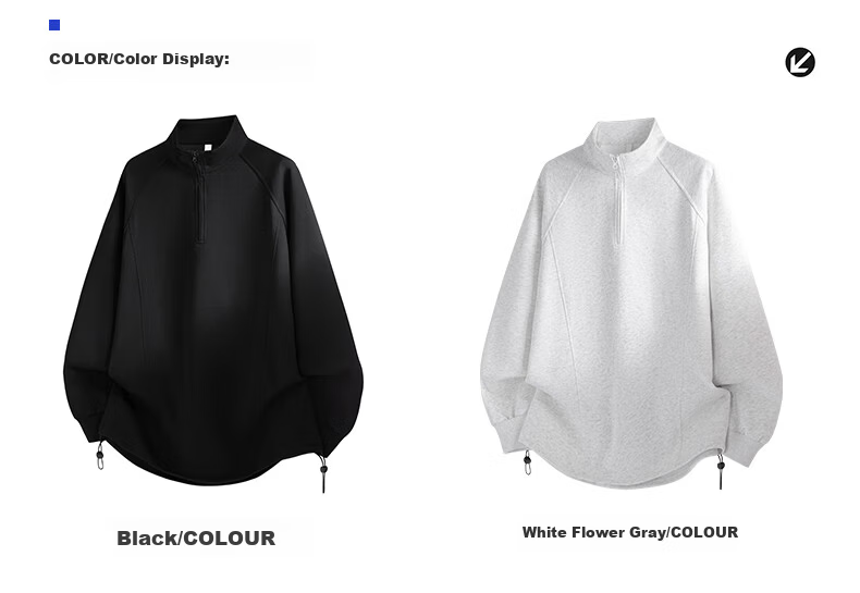 Dingfengbaoluo Men's American Style Half-Zip Hoodie Summer Loose Casual Stand Collar Long Sleeve Top XMY67 Black 3XL 5