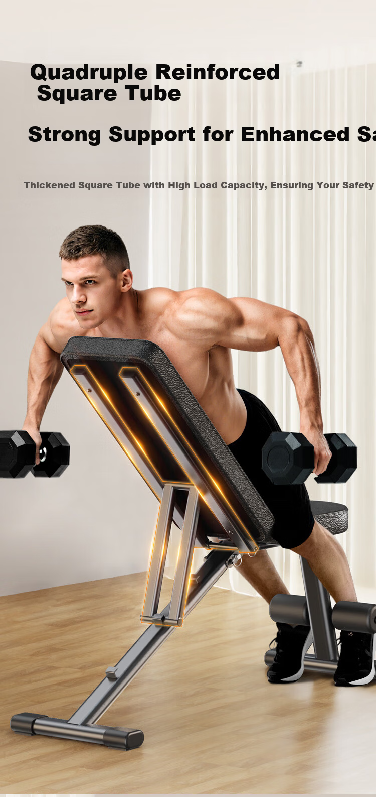 JD Jingzao Multifunctional Dumbbell Bench Fly and Bench Press Bench Home Fitness Chair Sit-up Fitness Equipment Fully Foldable 9