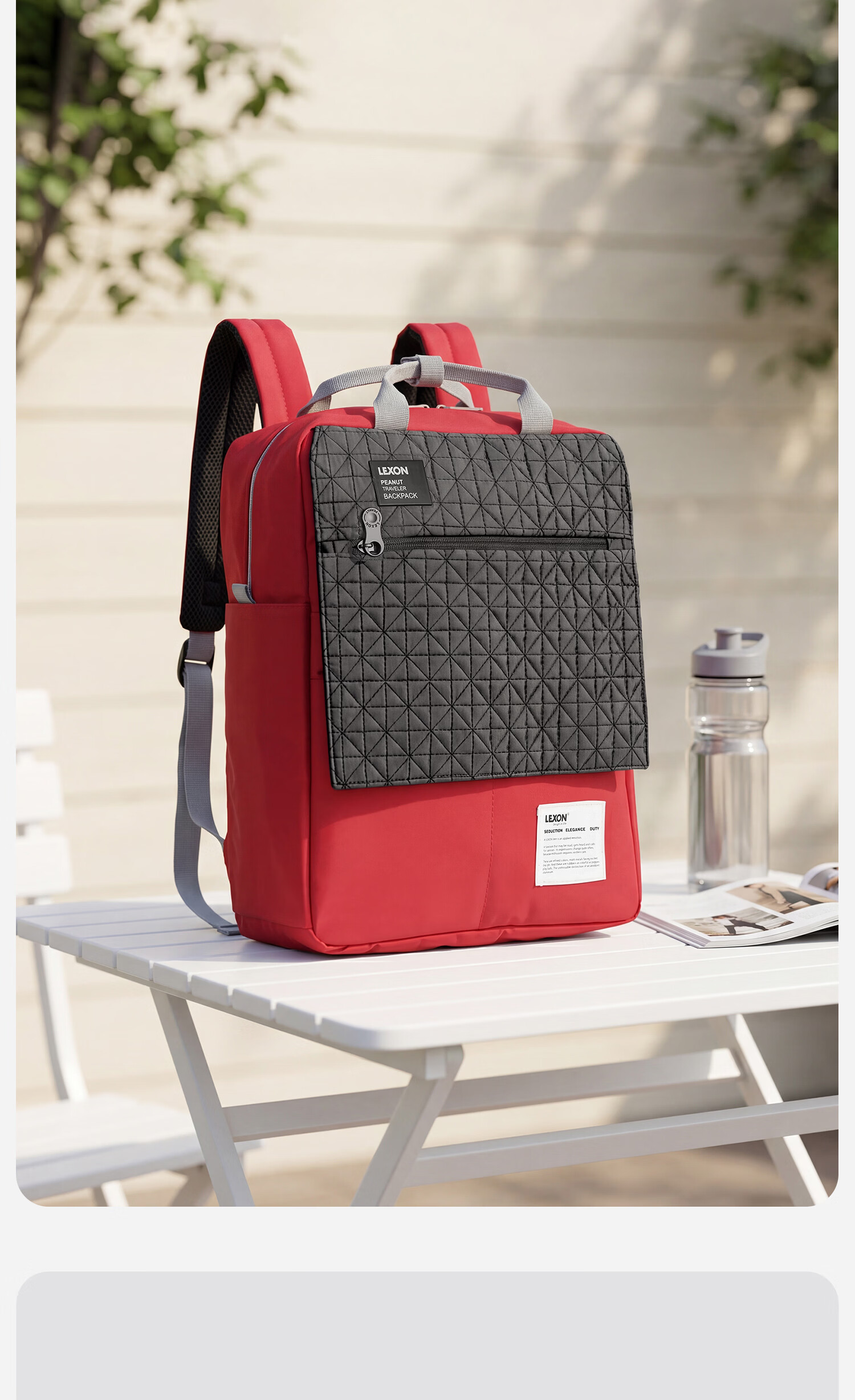 LEXON Women's Casual Sports Backpack Single-Layer Trendy Small School Bag Fashionable Lightweight Water-Resistant Light Gray 10