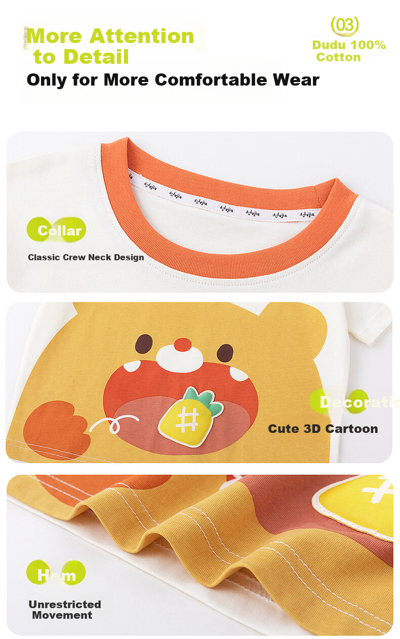 Dudu Kids Cartoon Summer T-Shirt Boys Short Sleeve Cotton Girls Summer Baby Lightweight Top Green Stripes Size 80 3