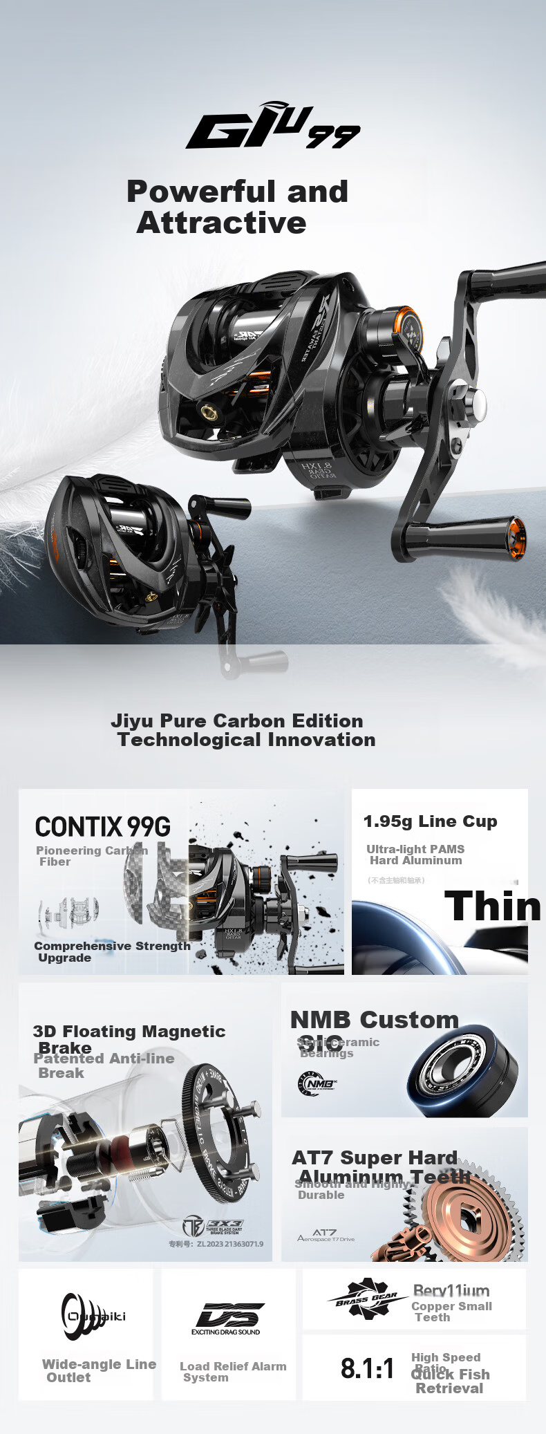 HISTAR JiYu 99 Carbon Fiber Long Cast Ultra-Light Lure Micro Baitcasting Reel JiYu 99 Pure Carbon Left-Hand Version 2