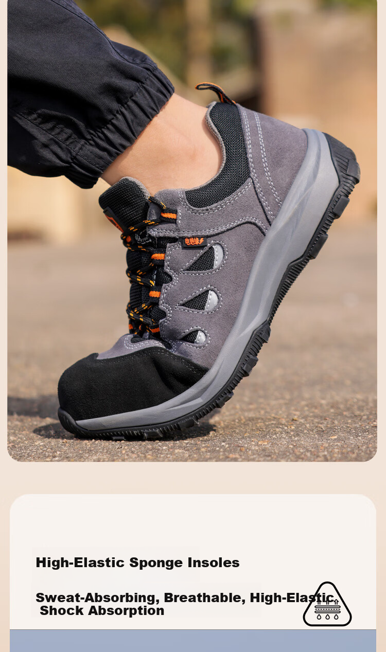BlueOwl Shield Men's Summer Breathable Anti-Slip Electrician Insulated 10KV Anti-Smash Anti-Puncture Comfortable Work Shoes D206GY Size 45 9