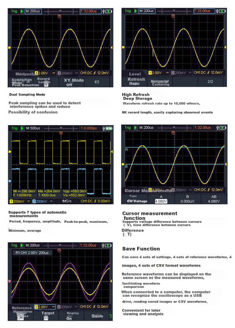 VICTOR VC152S Handheld Digital Oscilloscope Portable Multimeter 3-in-1 Signal Generator Household Use 6