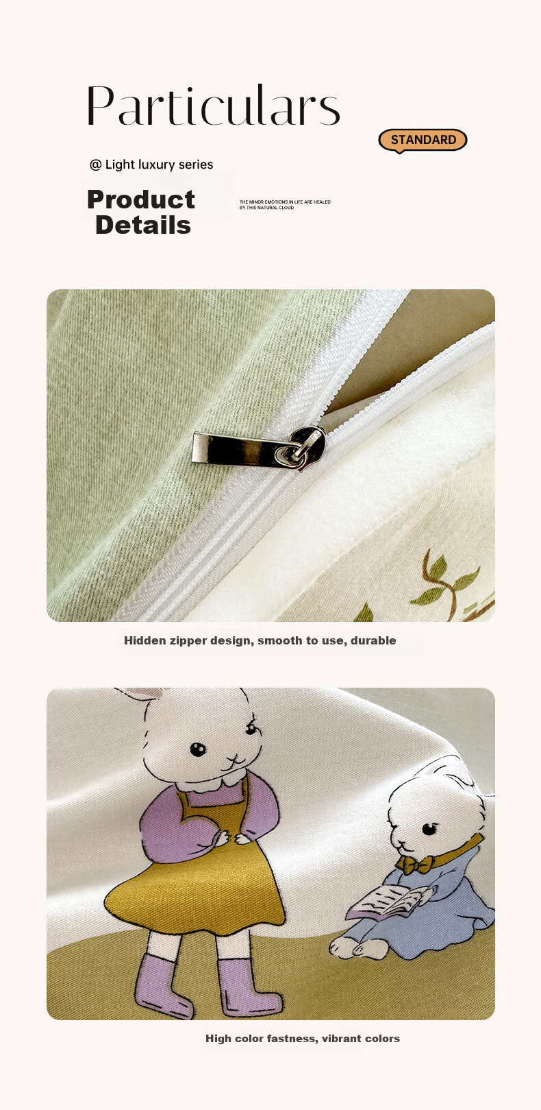 Jinhao A-Class Pure Cotton Brushed Quilt Cover 7A Antibacterial Mite-Resistant 100% Cotton Duvet Cover for 150x200cm Quilt Peter 2