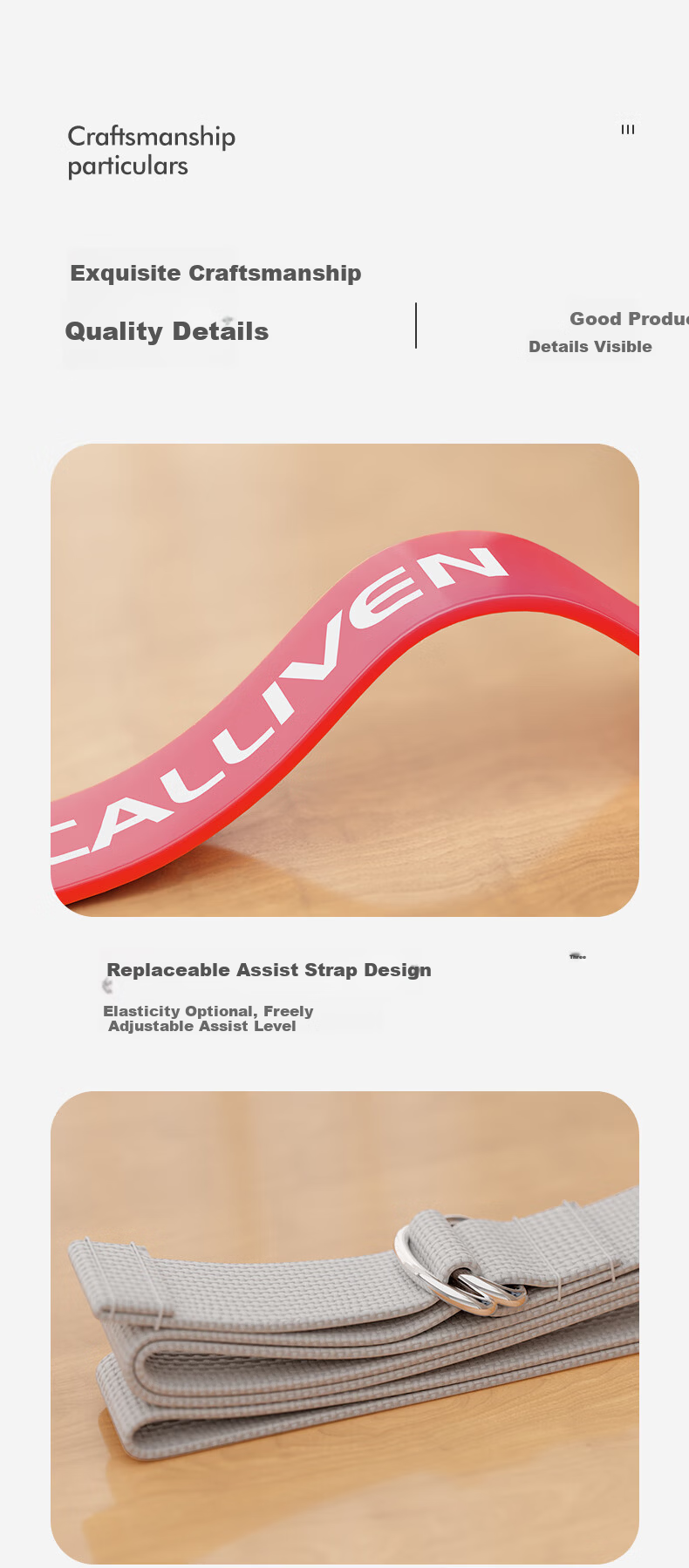 CALLIVEN Pull-Up Assistance Bands Dual Bar Pull-Up Aid Home Indoor Resistance Stretch Bands 8