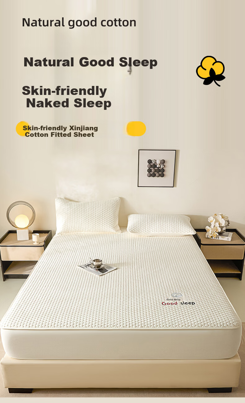 Hodo Class A Cotton Fitted Sheet 1.8x2m Full Coverage Bed Sheet Mattress Protector Misty Gray 2