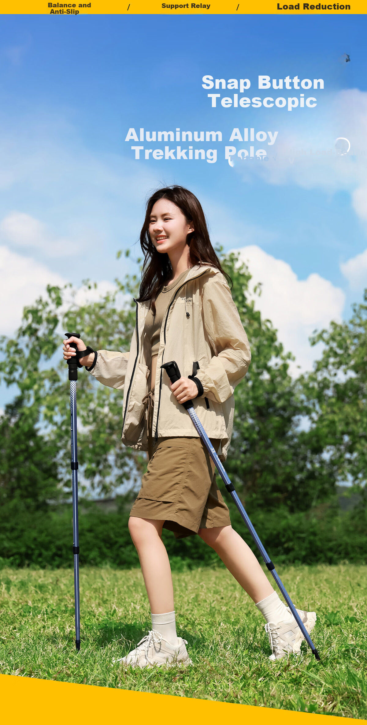 CAMEL Professional Outdoor Hiking Pole Aluminum Carbon Lightweight Folding Trekking Stick Unisex 6016 1