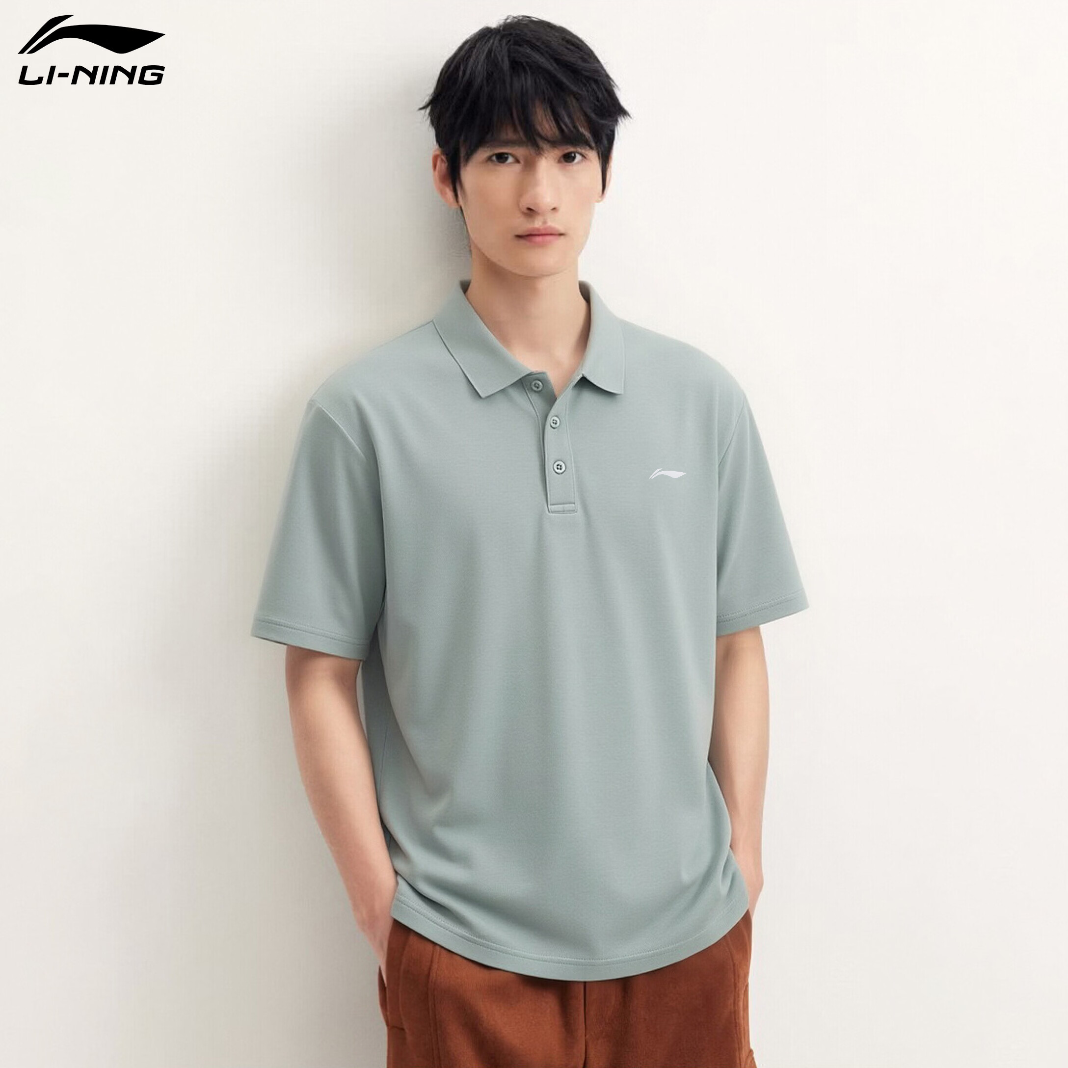LI-NING Men's Lightweight Breathable Sports Polo Shirt Casual Classic Short Sleeve Top