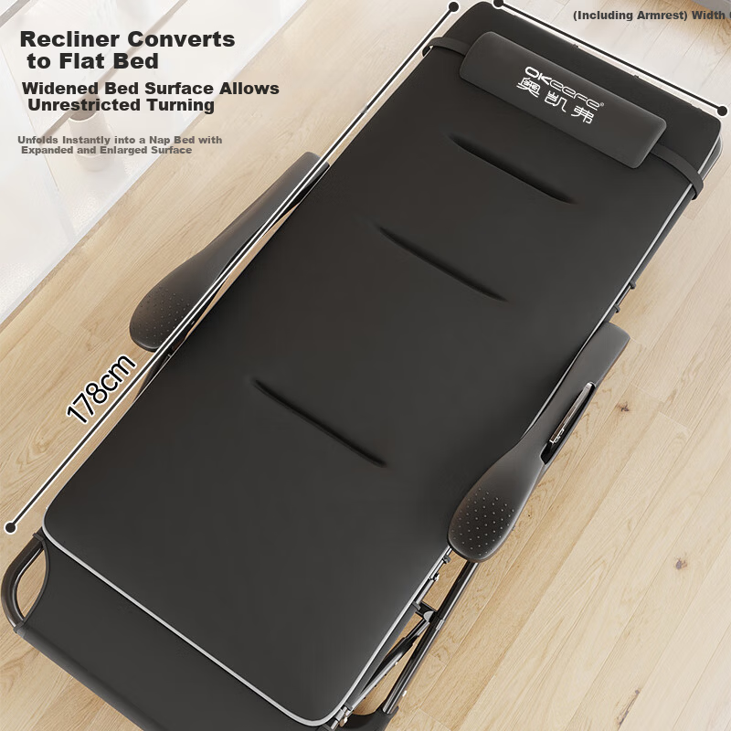 OKeefe Folding Bed Recliner Single Office Nap Bed Folding Chair Nap Chair Camp Bed Nap Sleeping Bed Sit and Lie