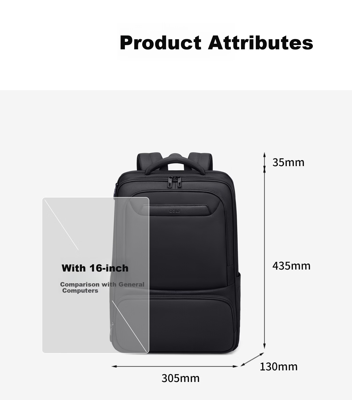 GOLF Men's Business Laptop Backpack 16/15.6 Inch Multi-Compartment Travel Commuter Bag 16