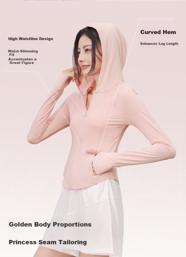 LangSha Sun Protection Clothing for Women, Spring And Summer Ice Silk Cool-Feeling Slim-Fit UV Protection Breathable Outdoor Cycling Skin Coat 4