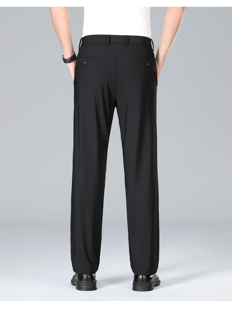 Romon High Elastic Wrinkle-Resistant Men's Summer Business New Ice Silk Thin High-End Straight-Leg Suit Casual Pants 19