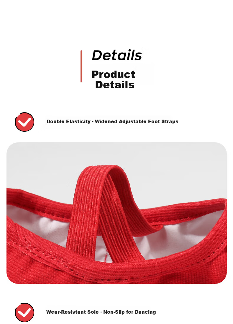 Zhiyouban Children's Dance Shoes Soft Sole Girls' Dance Shoes Adult Red Dance Shoes Chinese Dance Ballet Practice Shoes 9