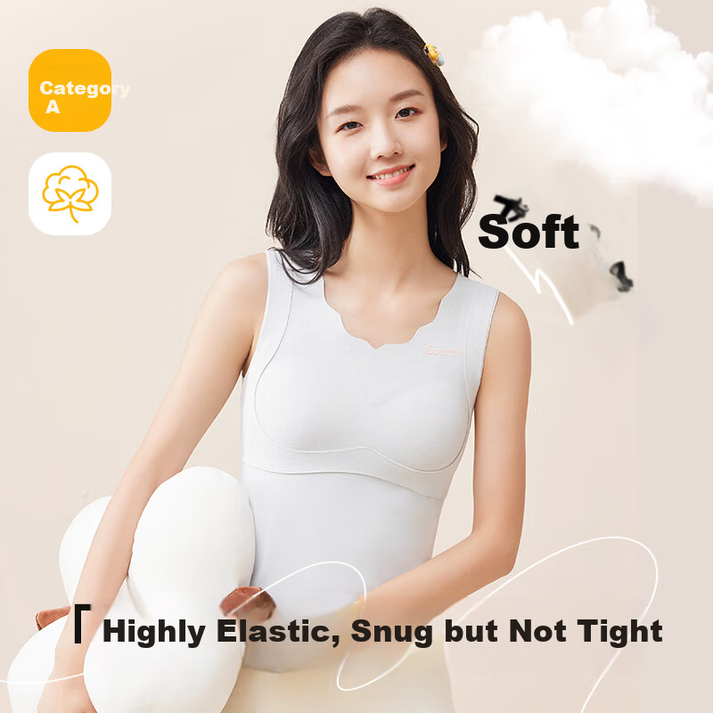 MiiOW 2-Pack Thermal Wool Silk Blend Girls' Developmental Vest Bras for Middle and High School Students Autumn Winter