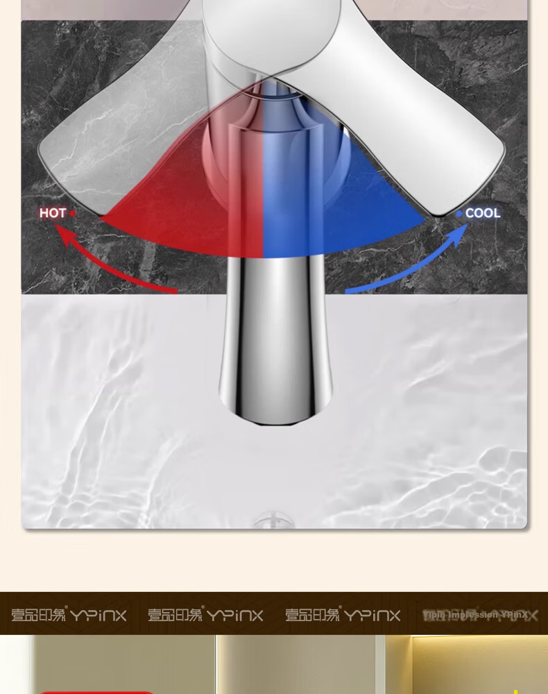 Yipinyinxiang Bathroom Faucet, Hot And Cold Basin Tap, Double Or Triple Hole Washbasin Faucet, Bathroom Tap 23