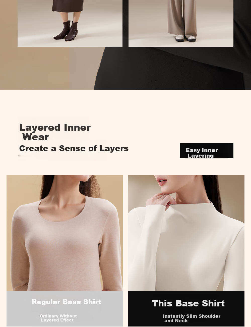 Urban Beauty [Class A Camellia] Women's Thermal Underwear Autumn Winter Antibacterial Half Turtleneck Slim Fit Base Shirt 15