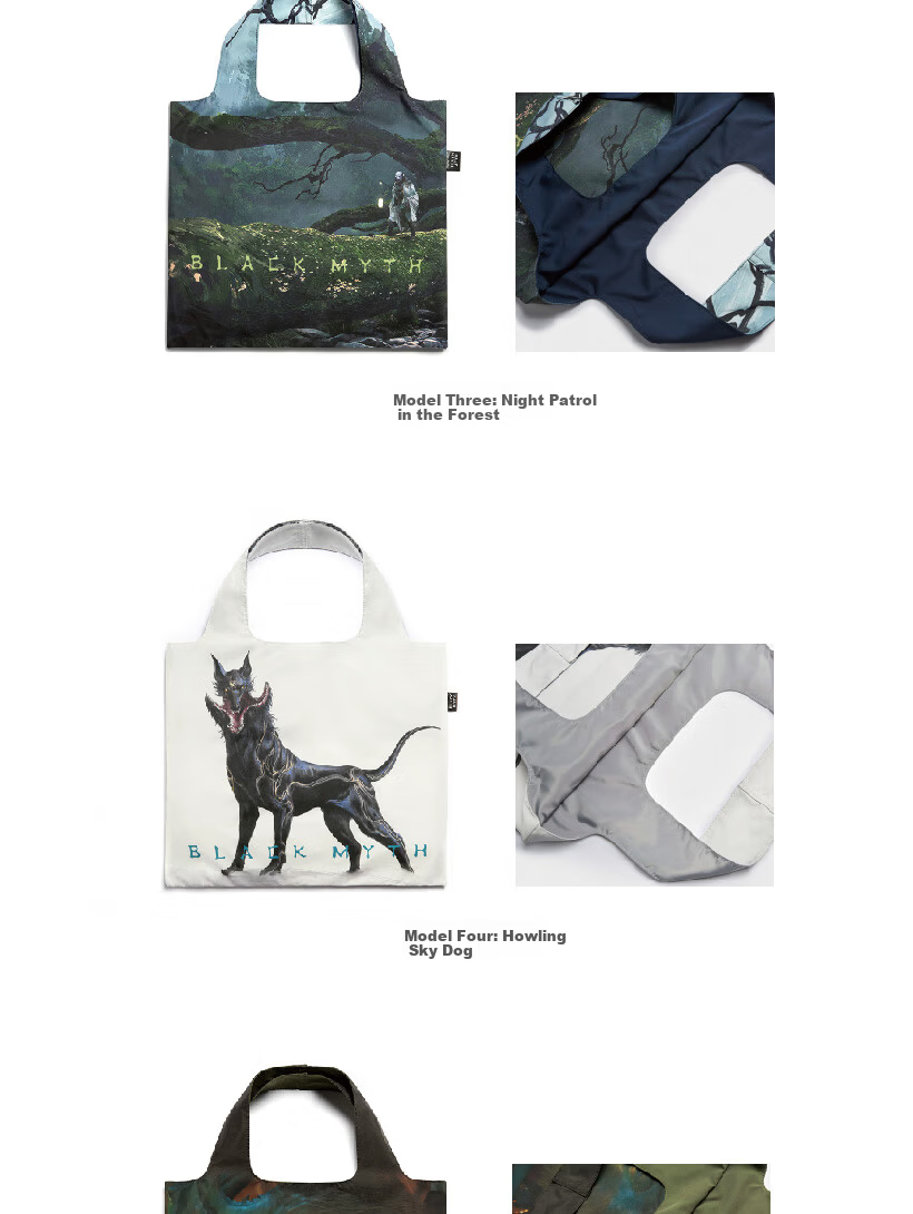 Black Myth Eco-friendly Bag (Little Western Heaven Land) One Size Black Myth Wukong Official Merchandise Double-layer Color-block Printed Pattern Large Capacity Tote Bag 7