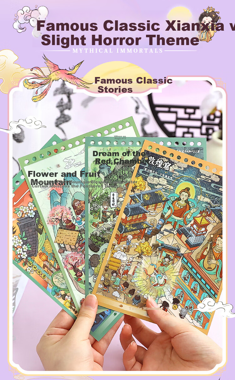 Tirado Miniature Scene Collection Vol.6 Scenic Stickers Ancient Style Micro Horror Scene Journal Small Stickers 3D Miniature House Girl Kids Toy DIY Journal Decorative Stickers 7