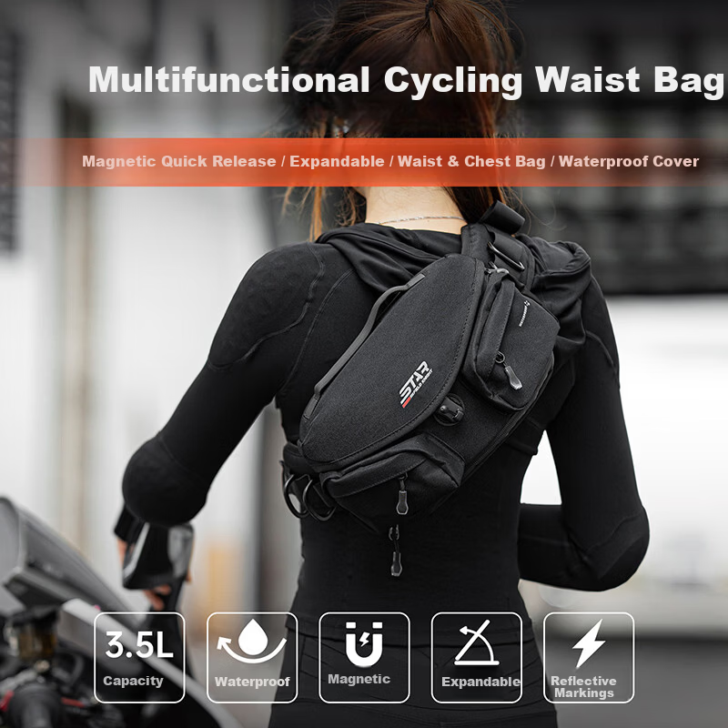 STAR FIELD KNIGHT Motorcycle Riding Waist Bag Unisex Multifunctional Outdoor Water-Resistant Storage Crossbody Bag Knight Gear SKB398