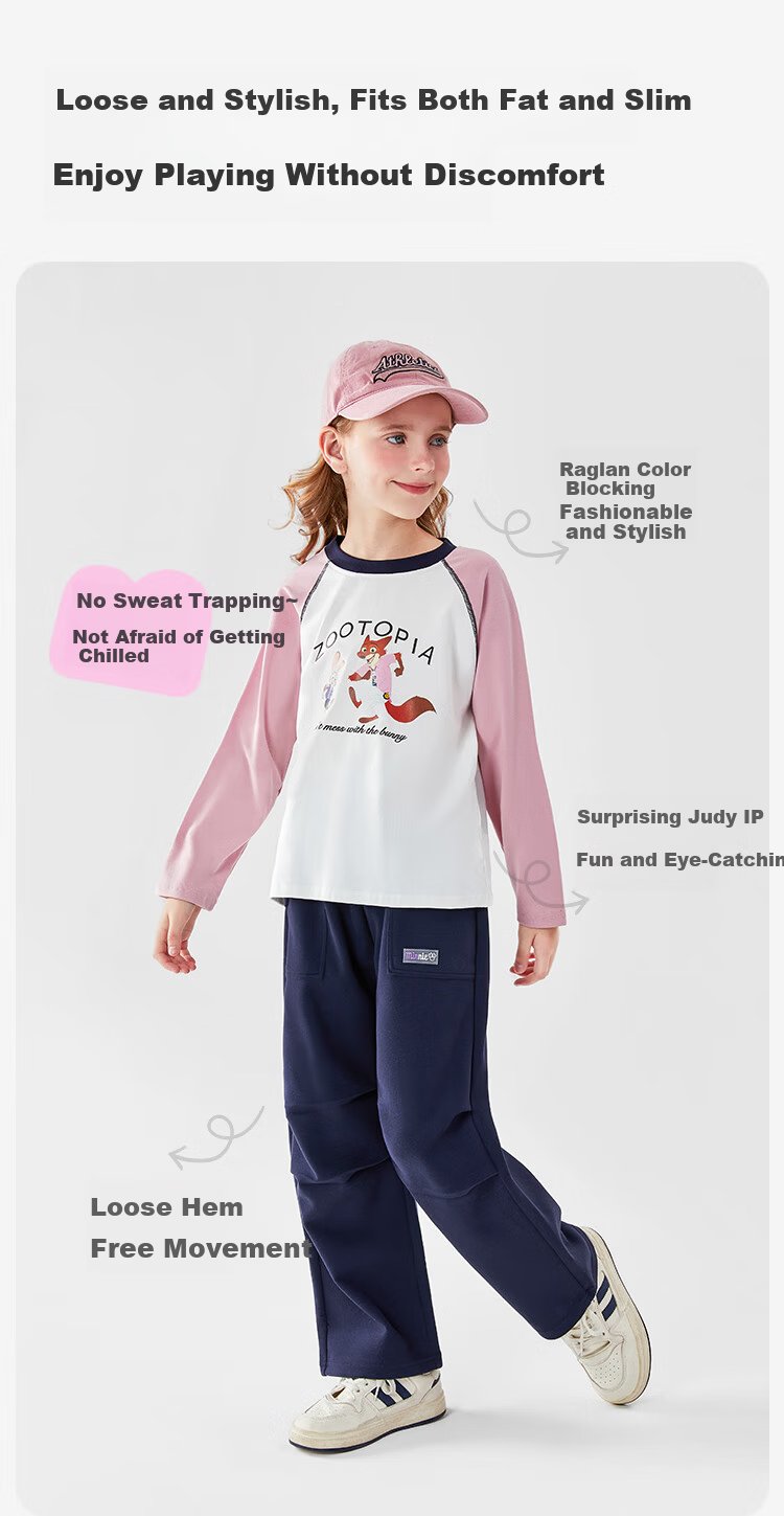Disney Girls' Long Sleeve T-Shirt Children's Top Bunny Officer Judy PBZPL3215 Wine Red Size 150 3