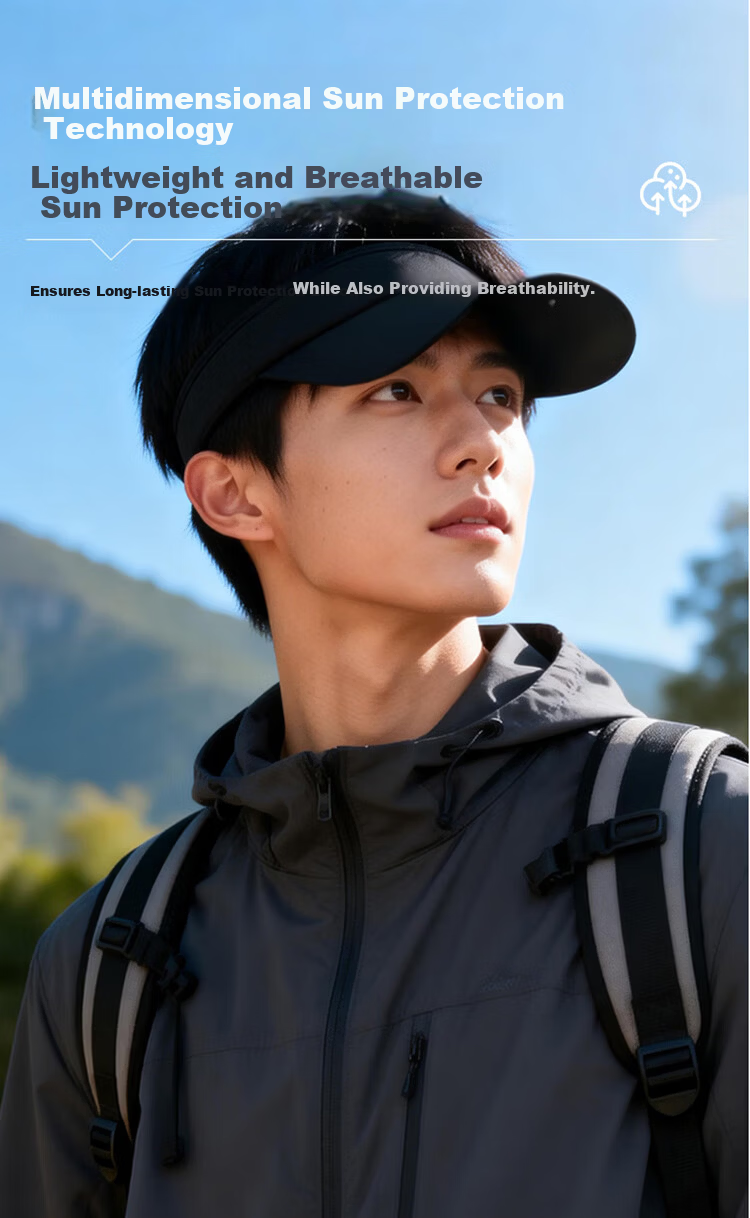 Dusenna Unisex Sun Protection Hat Summer Face-Shielding UV Protection Baseball Cap Running Visor Open-Top Hat 2